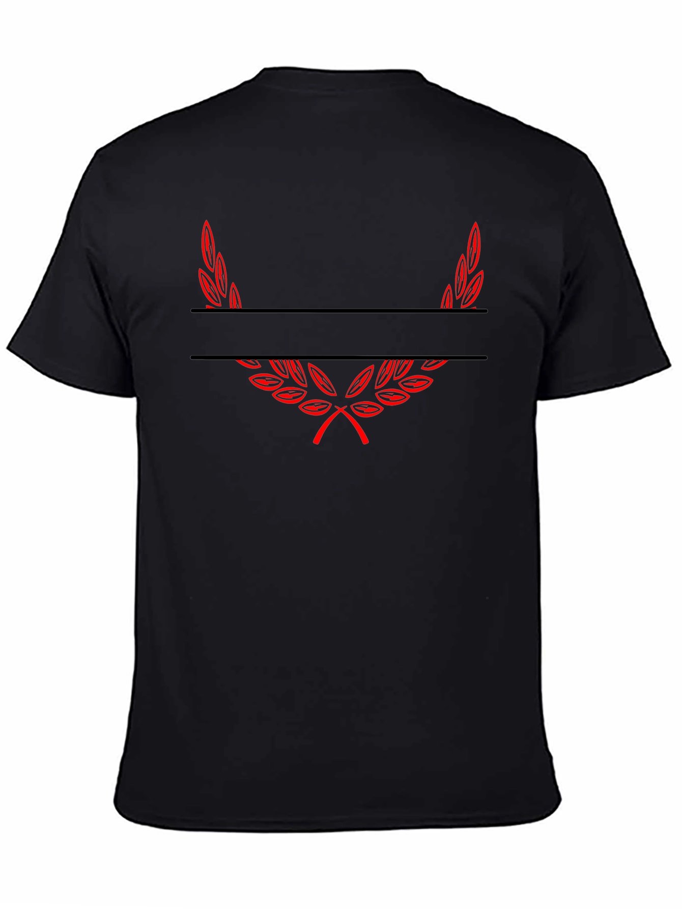 Black Tee with Red Laurel Wreath Graphic