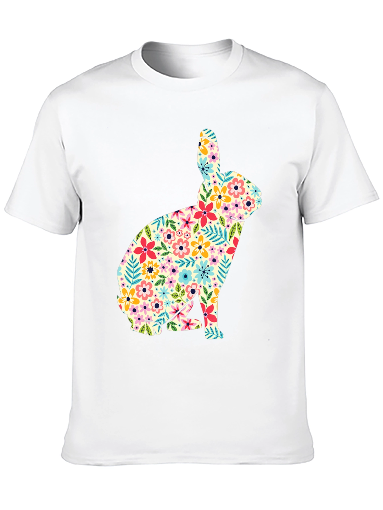 Floral Bunny Graphic Tee - Soft Cotton