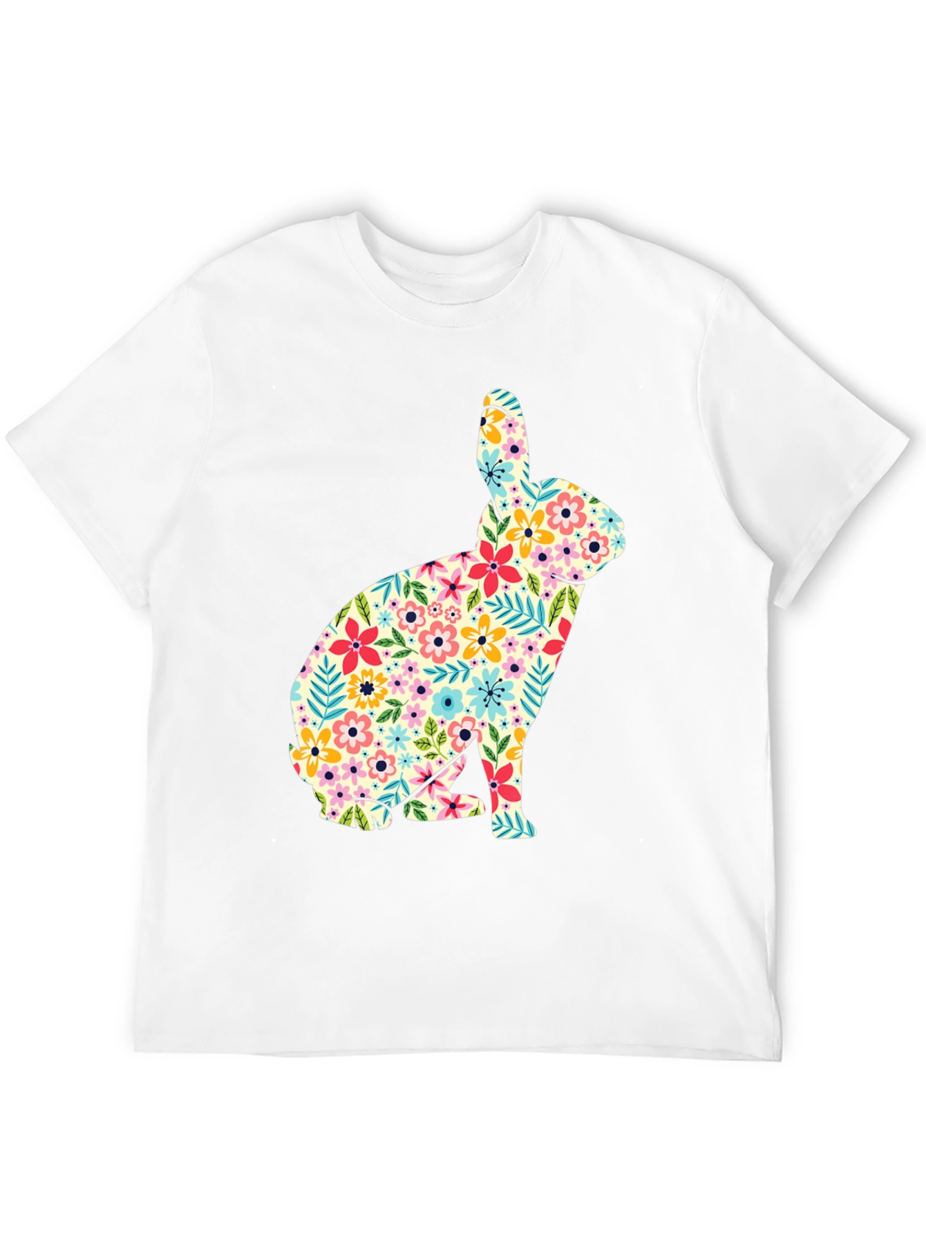 Floral Bunny Graphic Tee - Soft Cotton