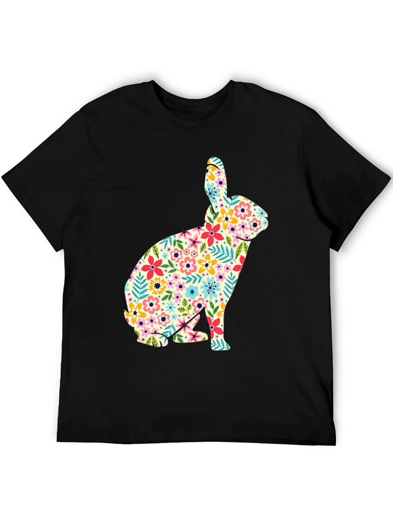 Floral Bunny Graphic Tee - Soft Cotton
