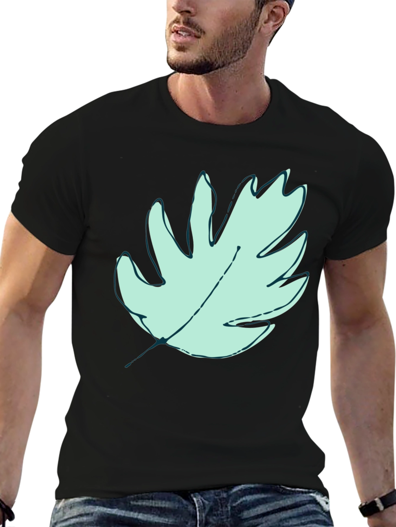 Leaf Graphic Black T-Shirt - Stylish Casual Wear