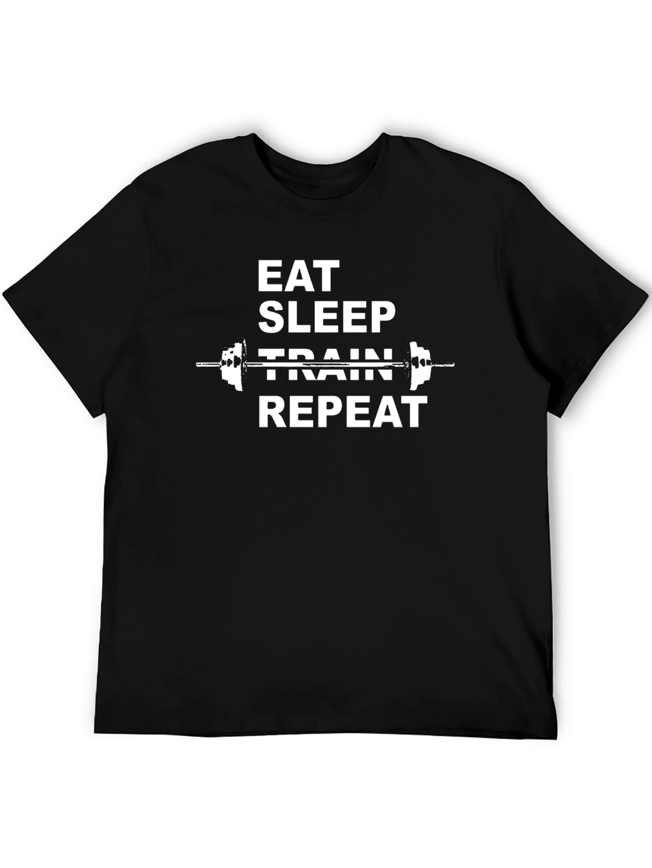 Eat Sleep Train Repeat Black Graphic T-Shirt