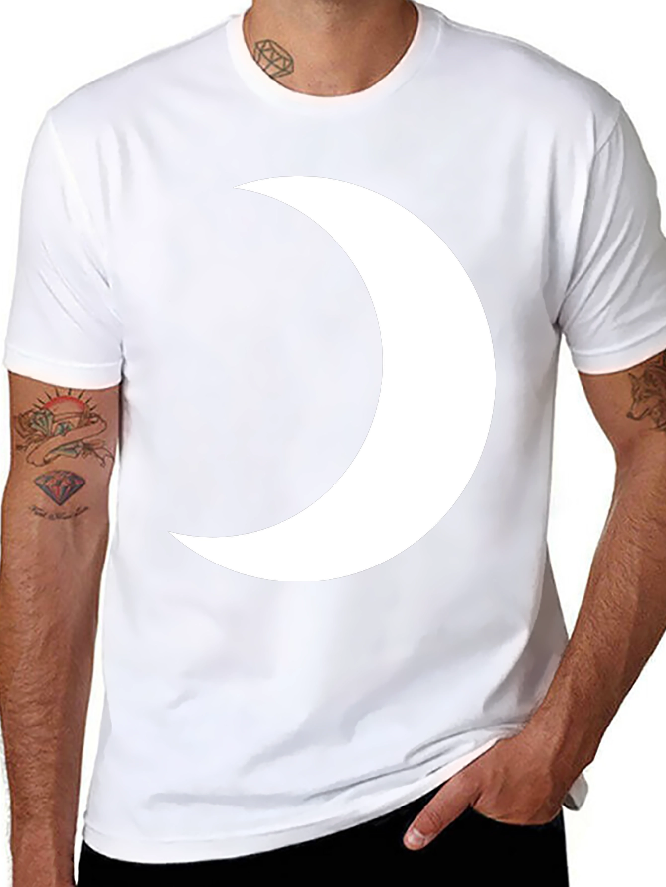 Crescent Moon Graphic Tee - Black Cotton T-Shirt