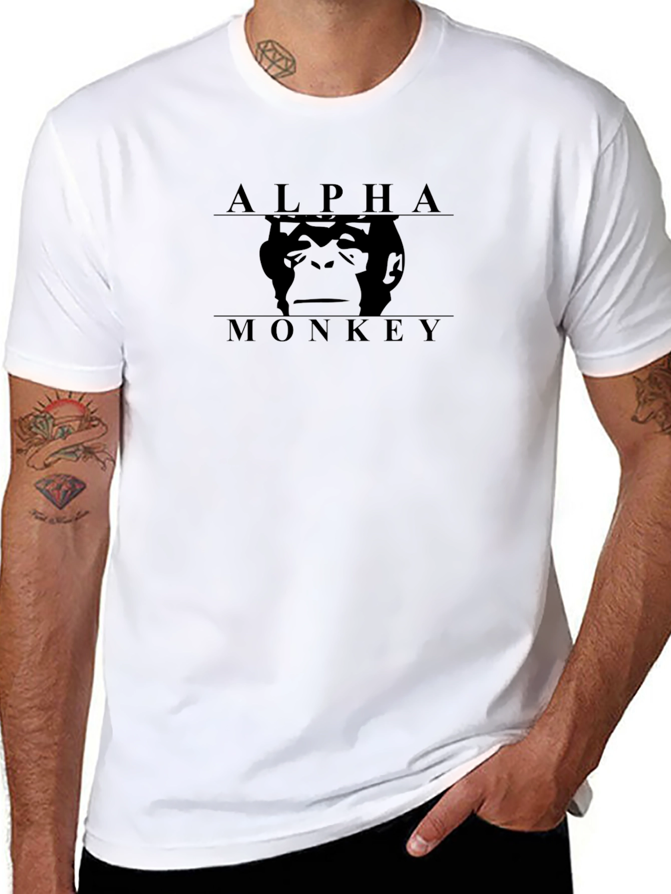 Alpha Monkey Graphic T-Shirt - Black