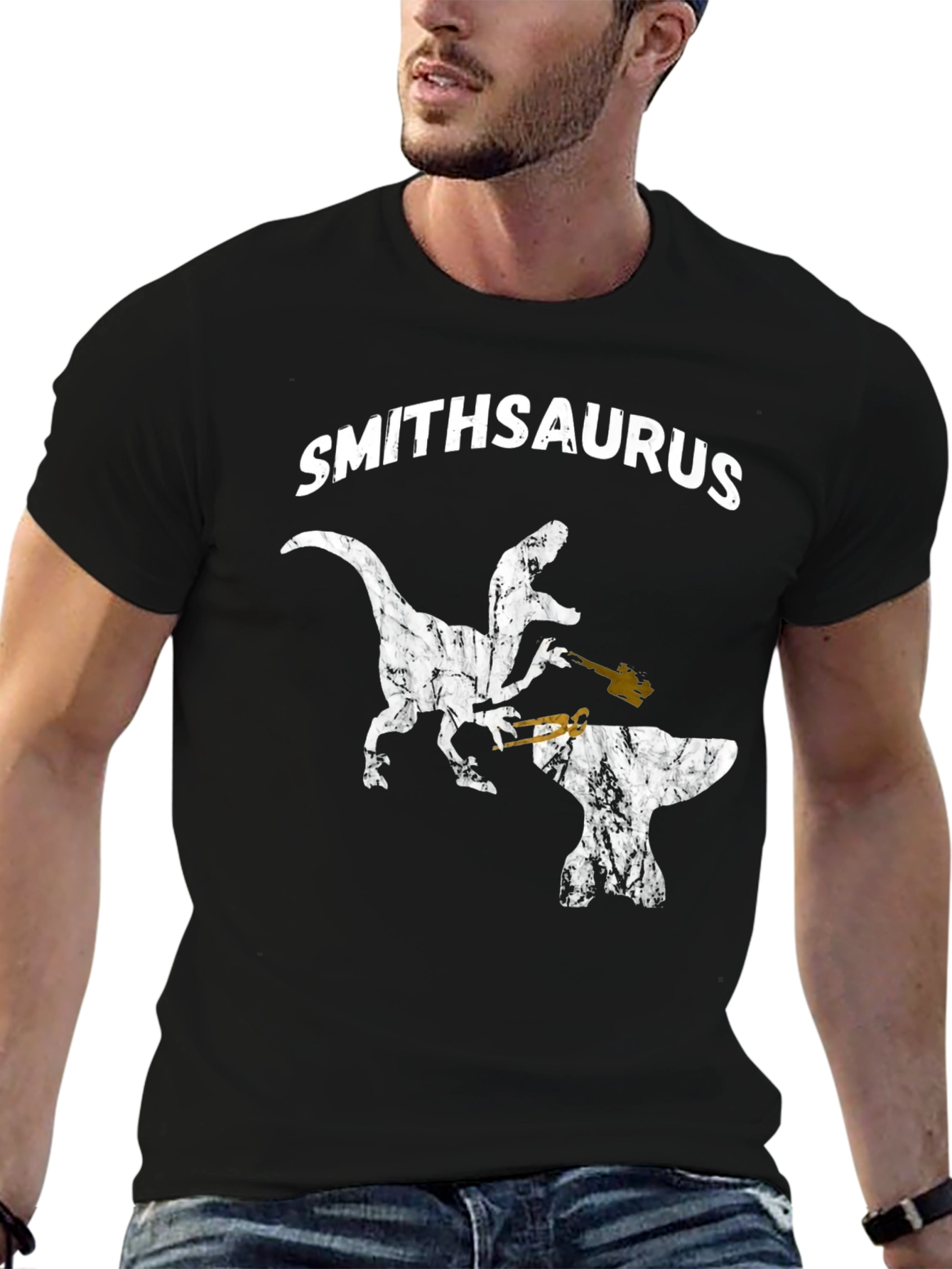 Smithsaurus Black T-Shirt - Dinosaur Blacksmith