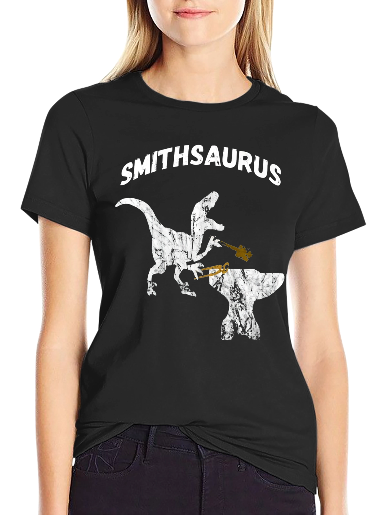 Smithsaurus Black T-Shirt - Dinosaur Blacksmith
