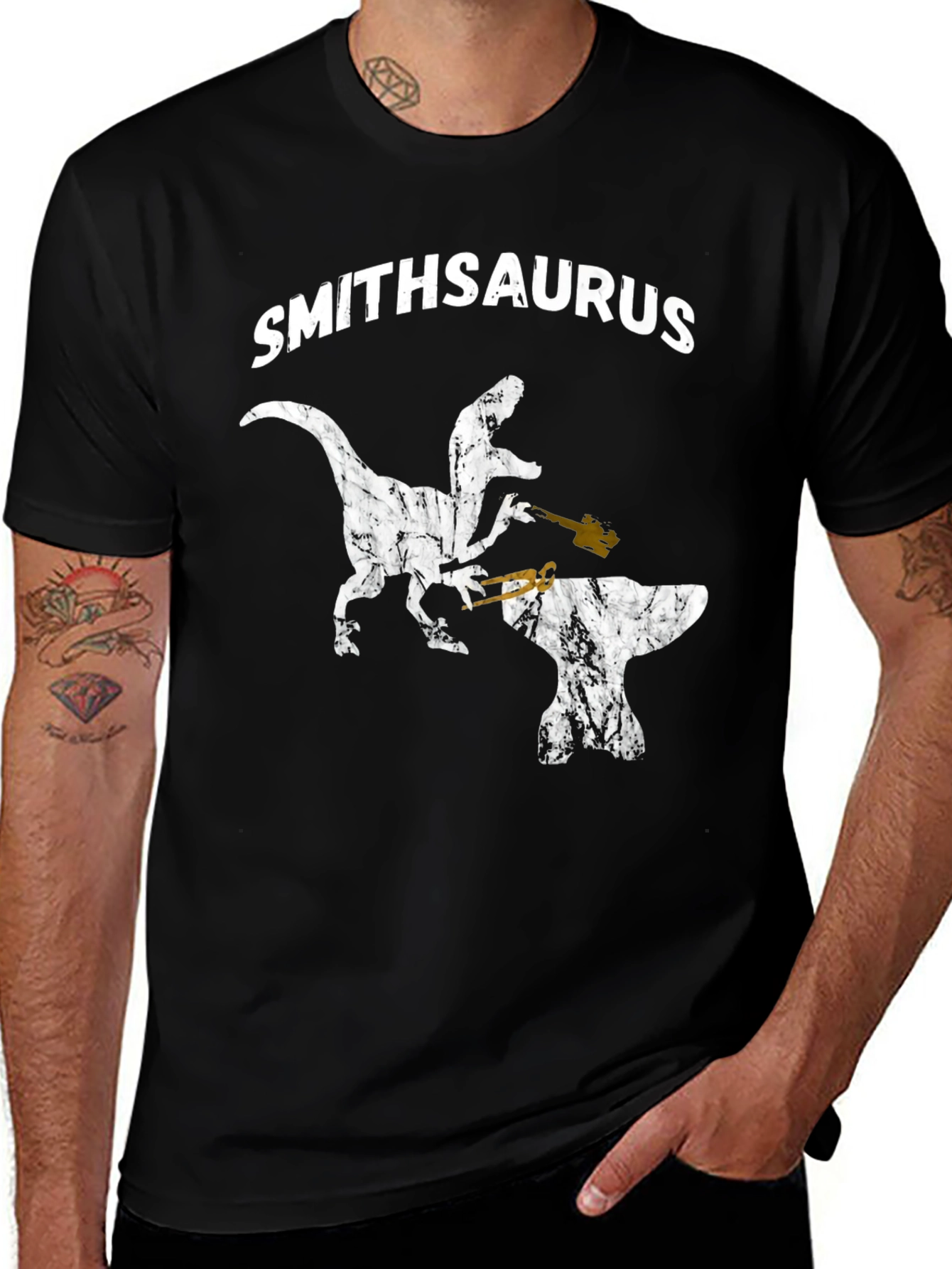 Smithsaurus Black T-Shirt - Dinosaur Blacksmith
