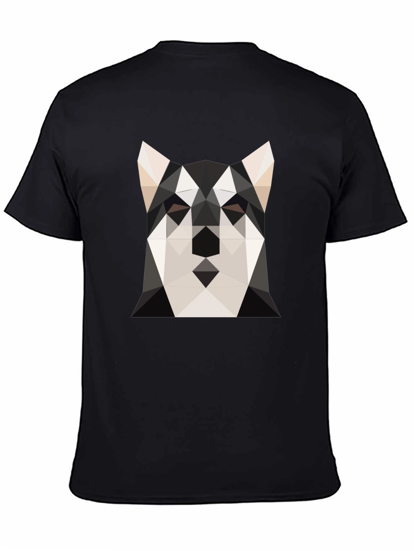 Geometric Husky Print Black T-Shirt