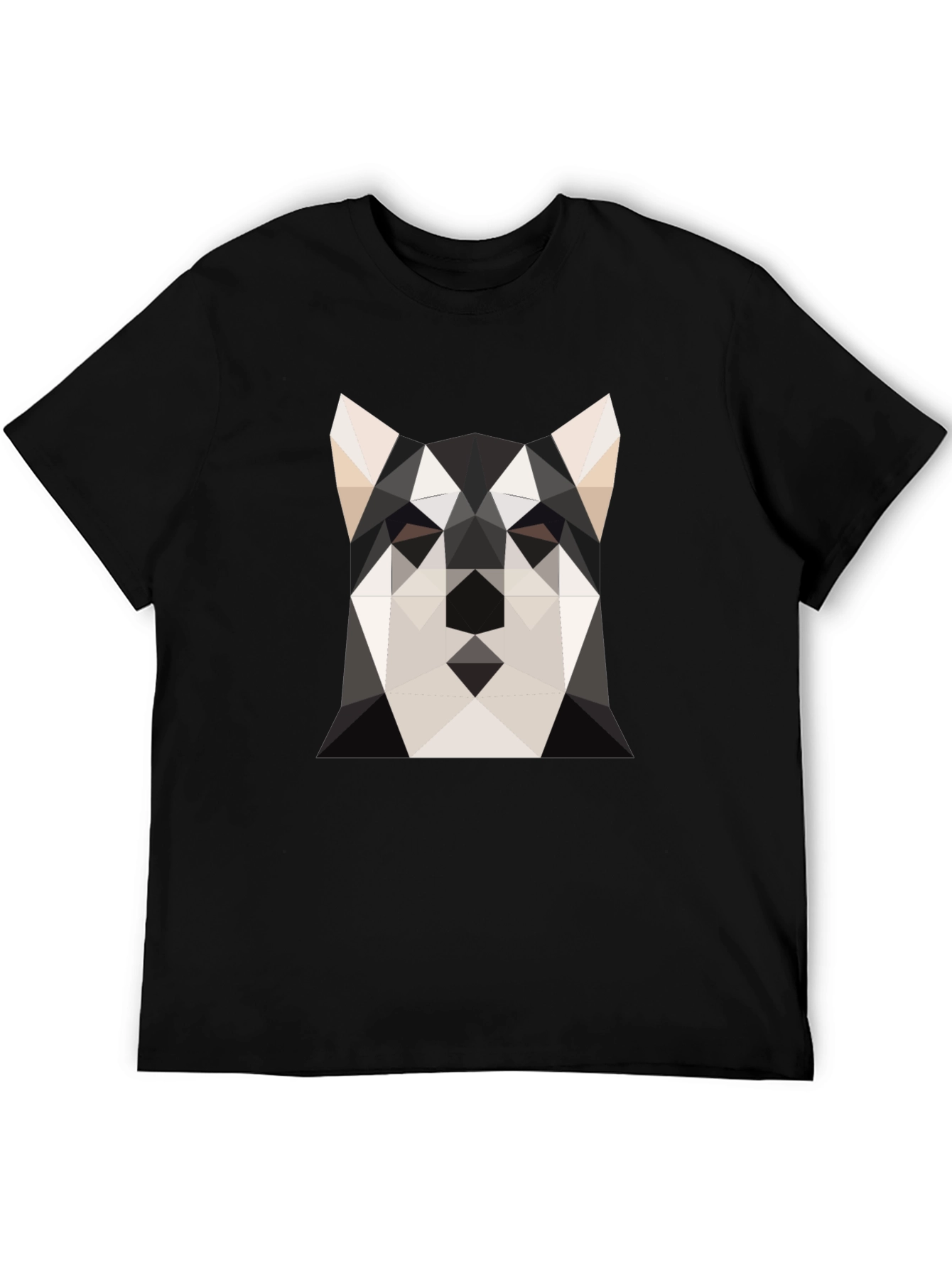 Geometric Husky Print Black T-Shirt
