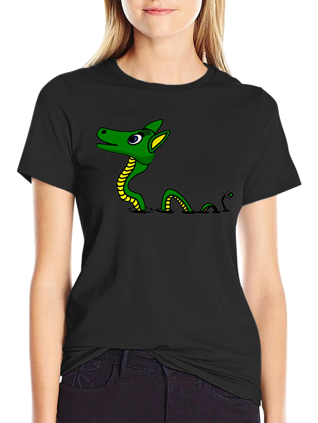 Loch Ness Monster Graphic Tee - Black Cotton T-Shirt