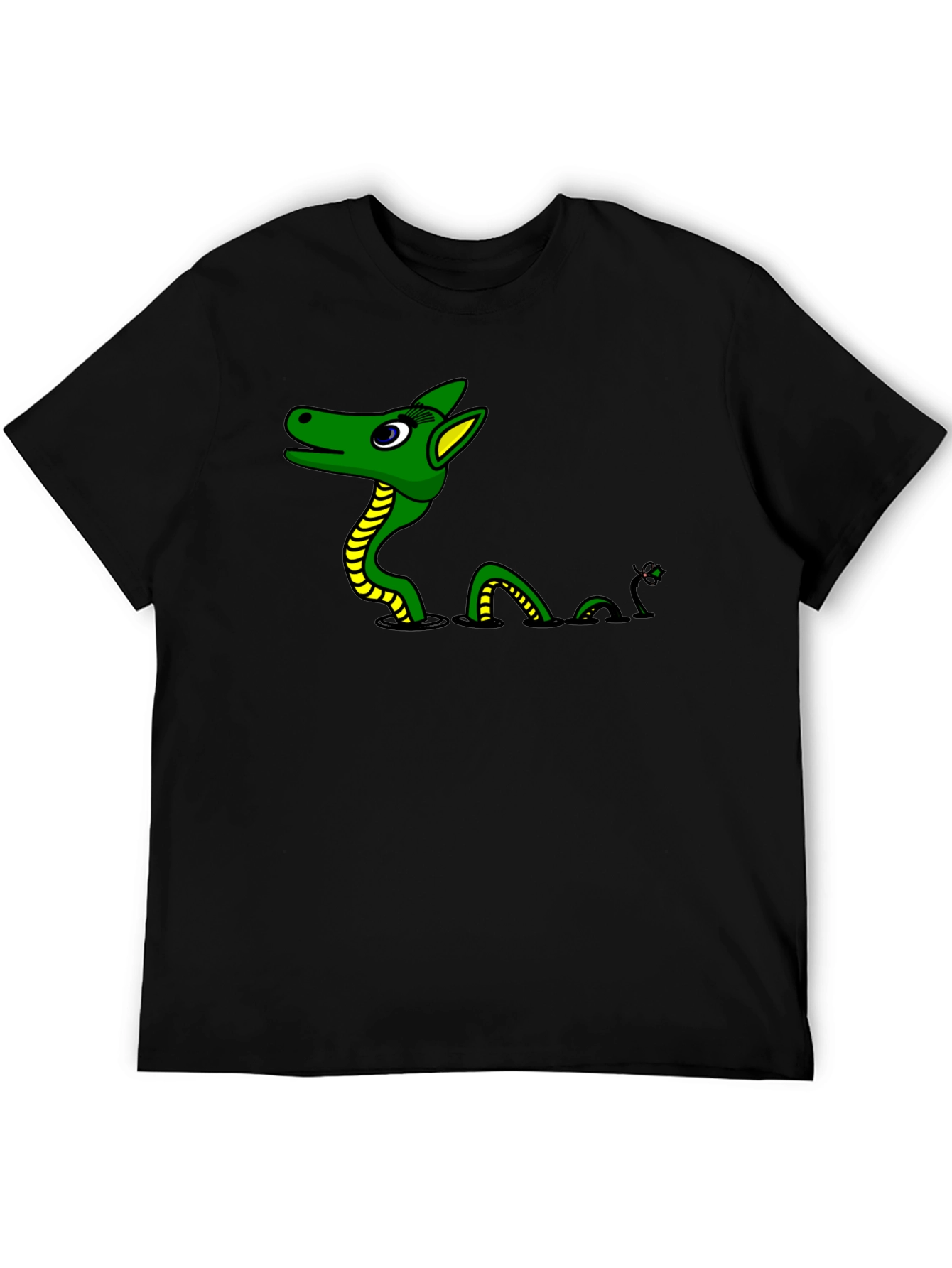 Loch Ness Monster Graphic Tee - Black Cotton T-Shirt