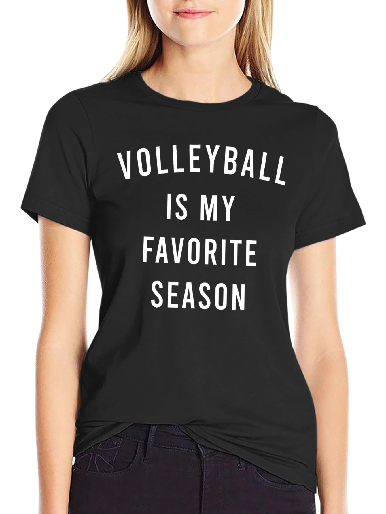 Volleyball Is My Favorite Season Black T-Shirt