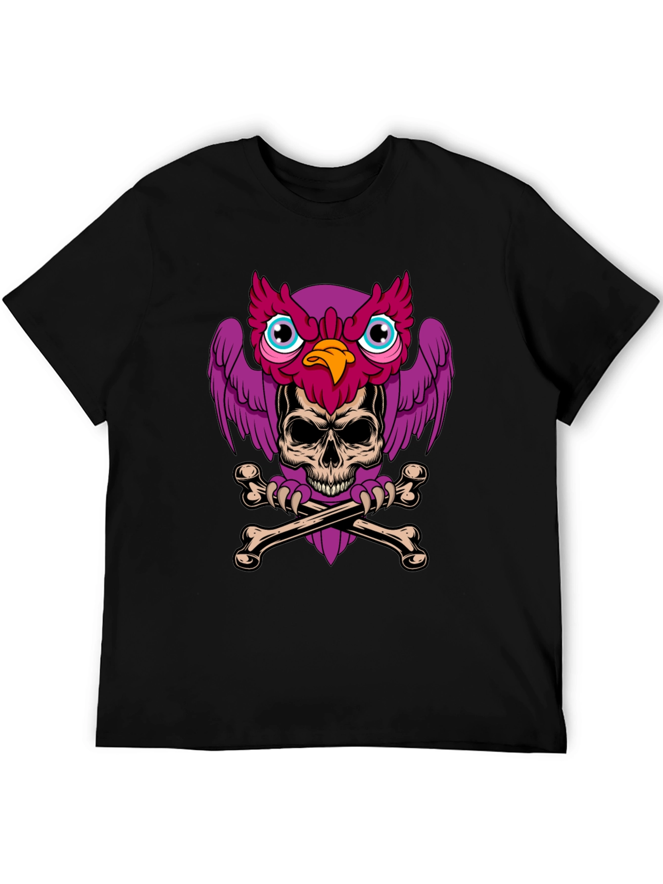 Skull Owl Graphic Print Tee