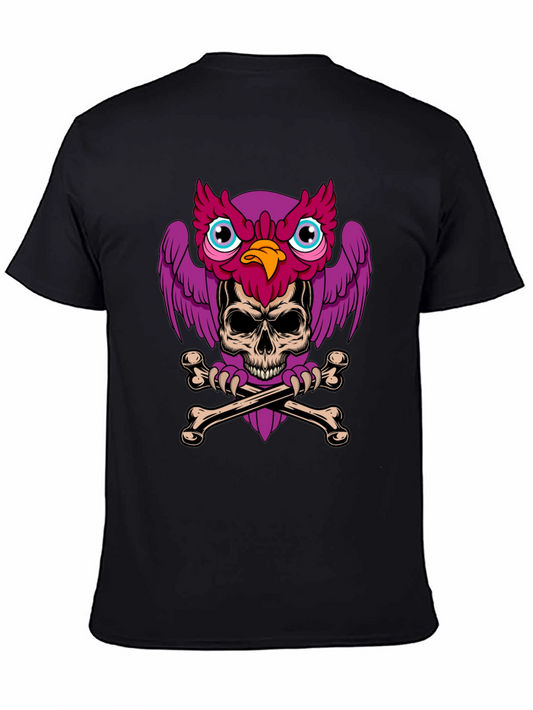 Skull Owl Graphic Print Tee