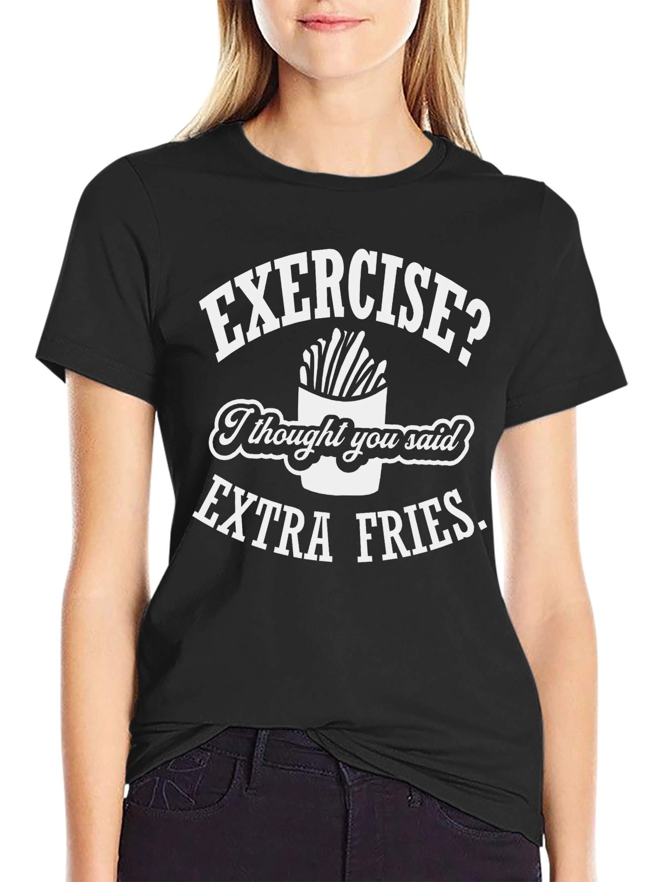 Funny Extra Fries T-Shirt - Black Novelty Tee