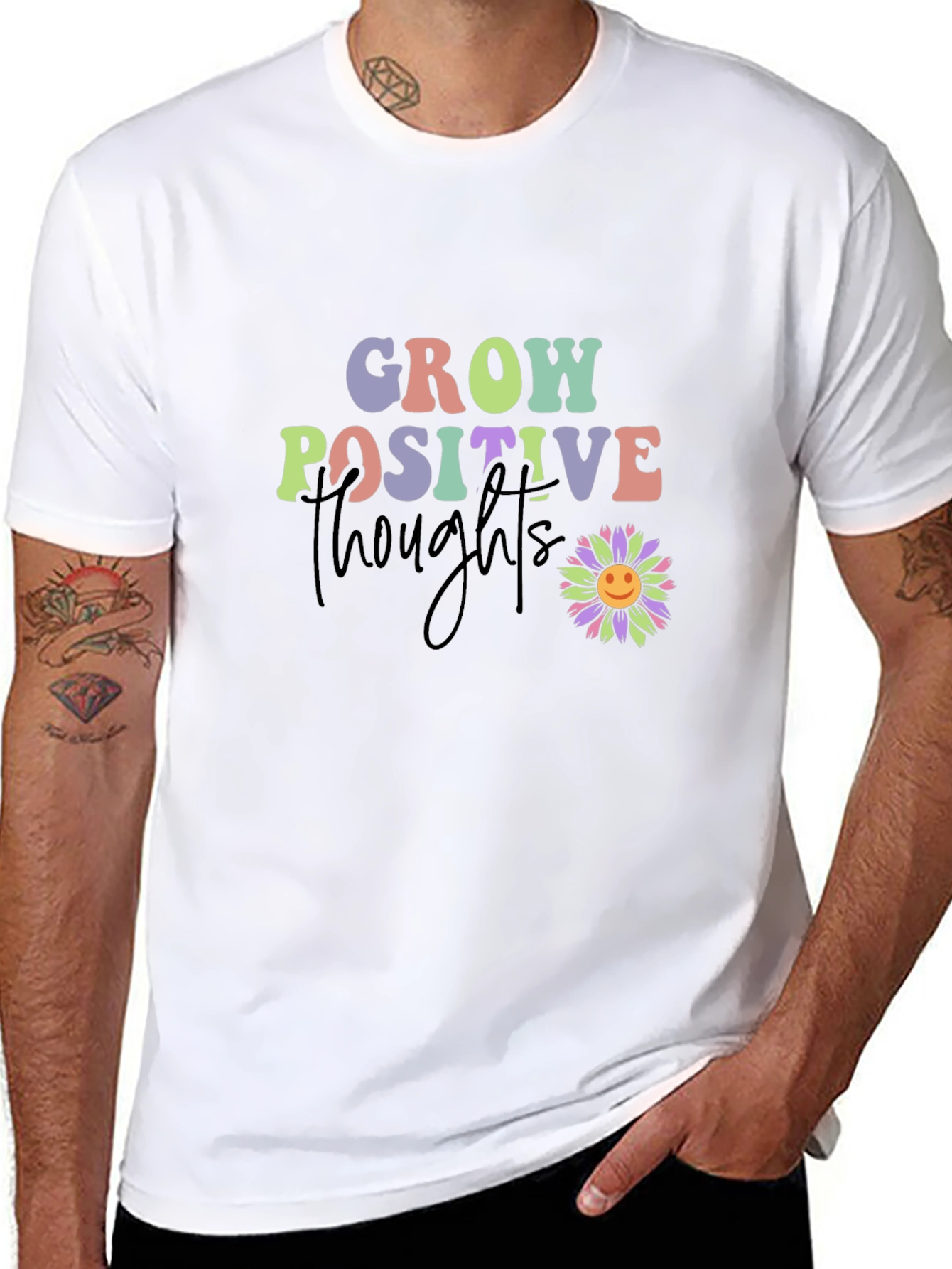 Grow Positive Thoughts T-Shirt - Black Tee