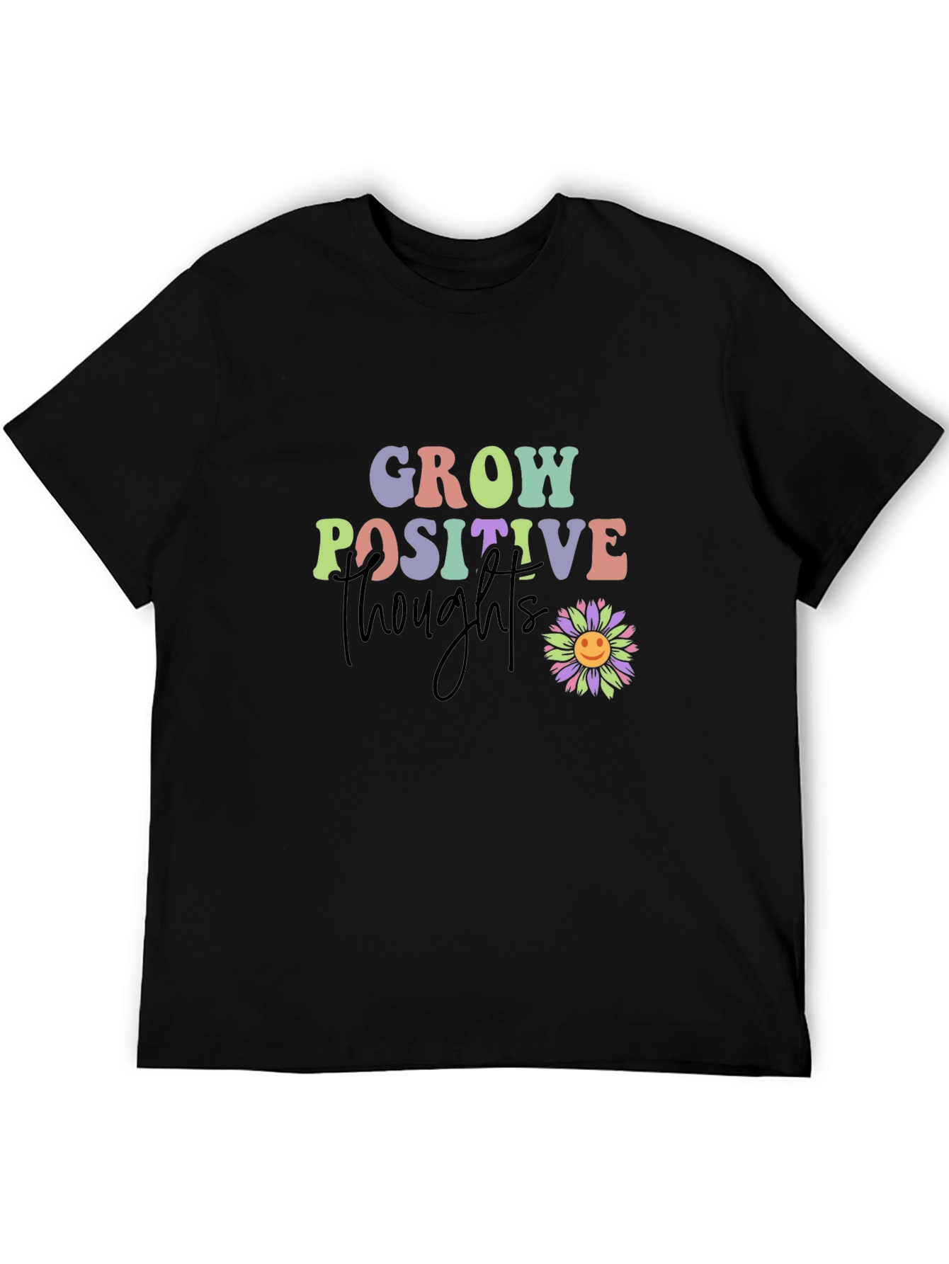 Grow Positive Thoughts T-Shirt - Black Tee