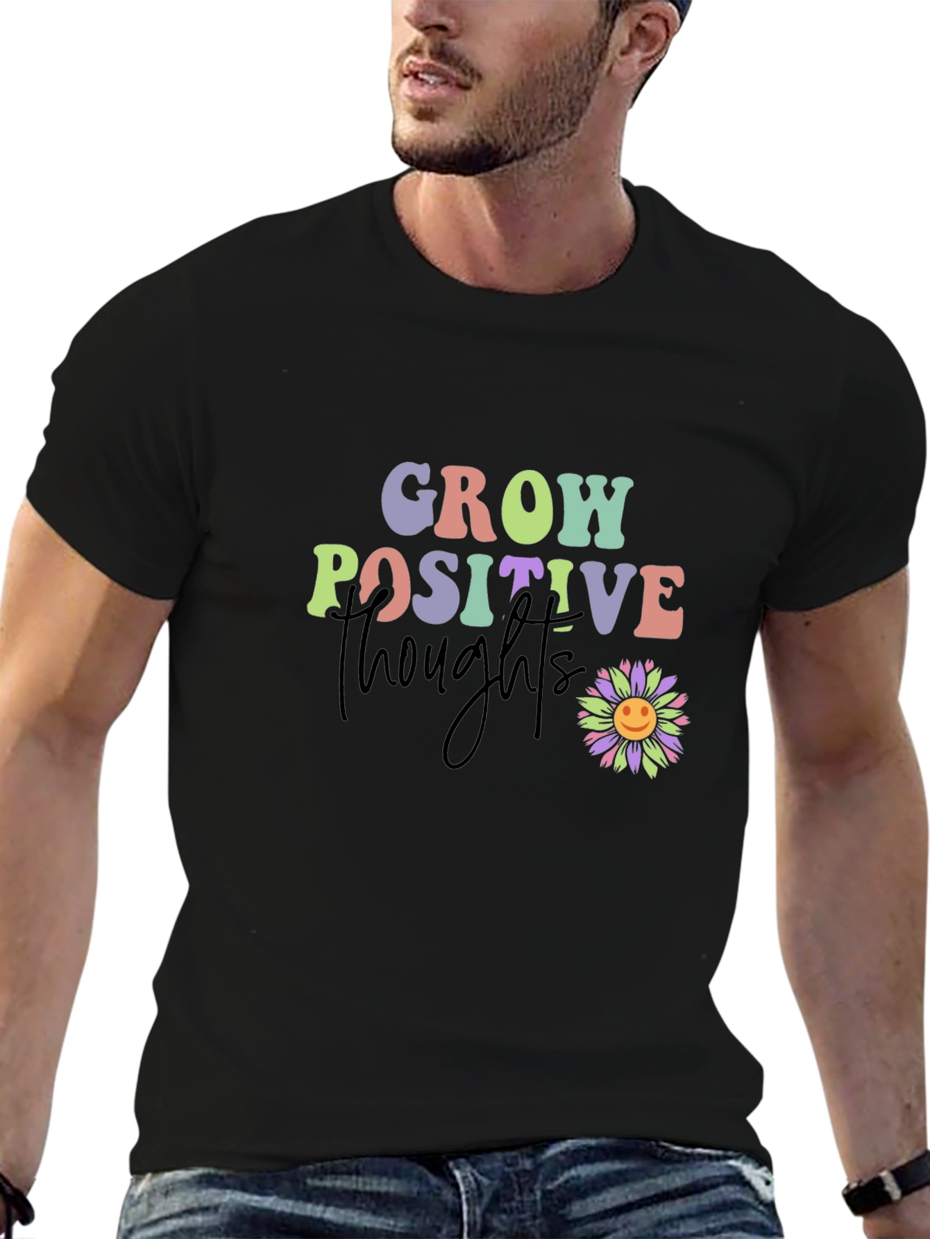 Grow Positive Thoughts T-Shirt - Black Tee