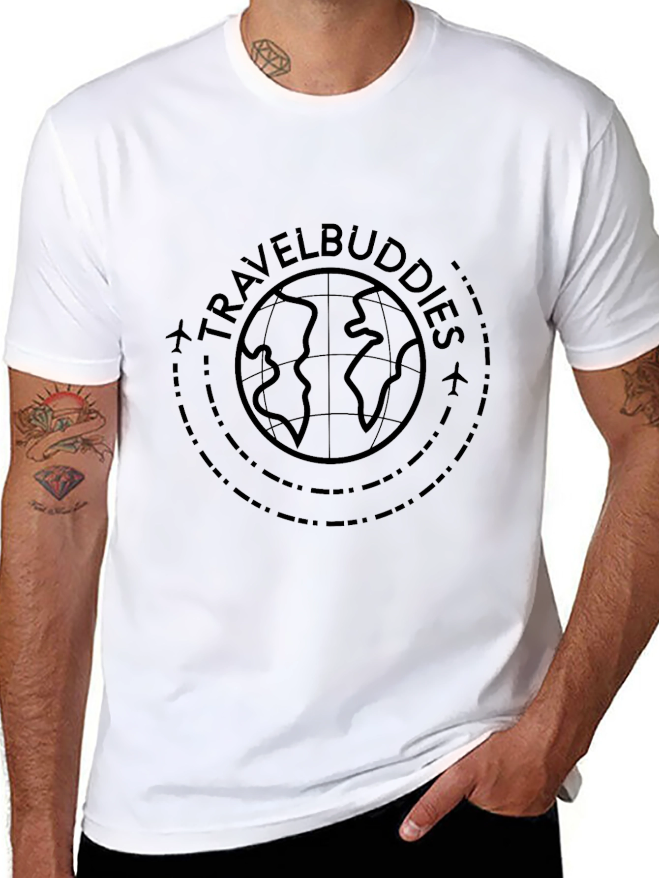 Travel Buddies Globe Graphic Tee - Black