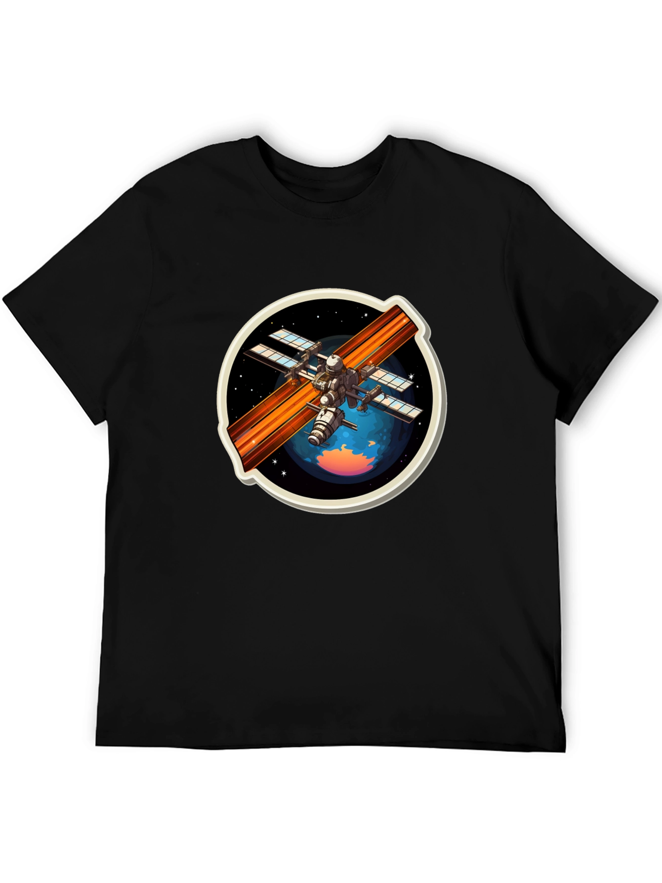 Space Station Graphic Tee - Black Crew Neck