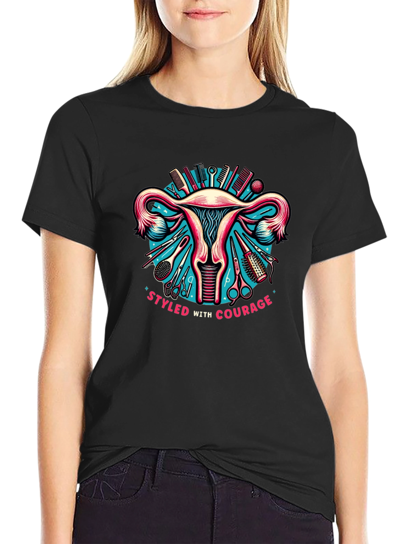 Styled With Courage Black Graphic Tee