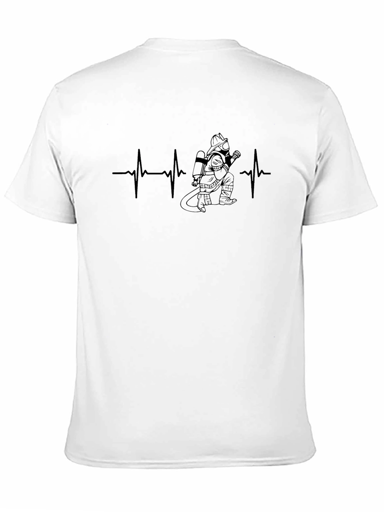 Firefighter Heartbeat Graphic Tee - Black Cotton