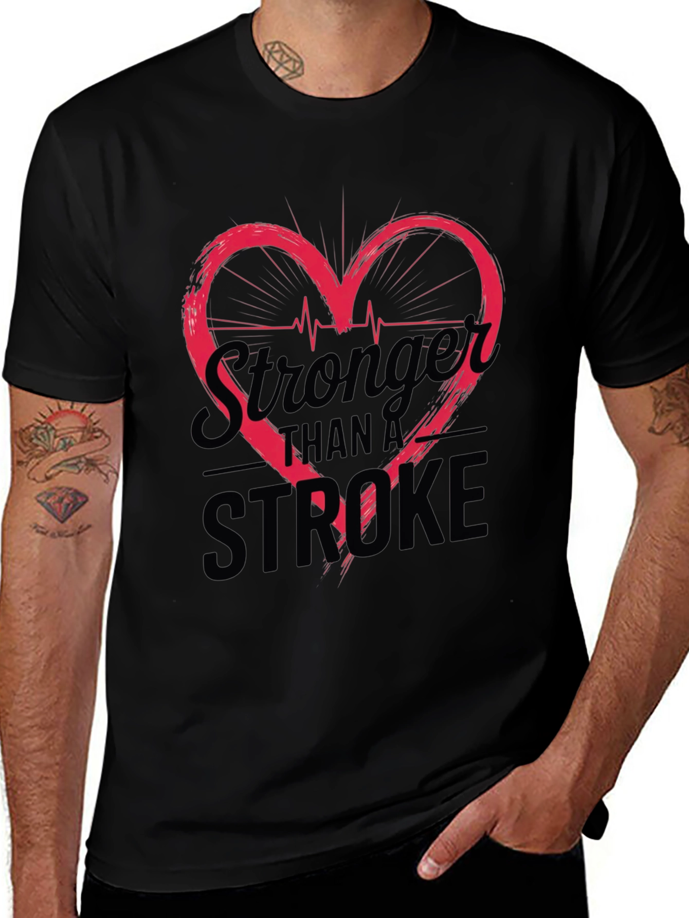 Stronger Than A Stroke Heartbeat Graphic Tee