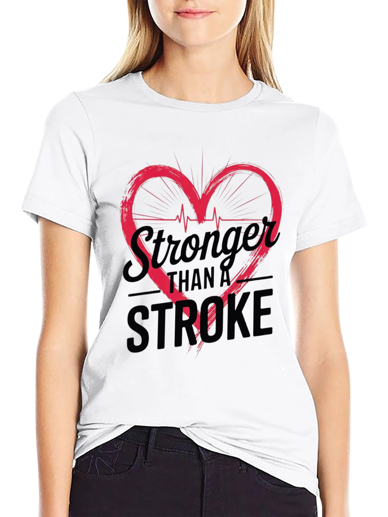 Stronger Than A Stroke Heartbeat Graphic Tee
