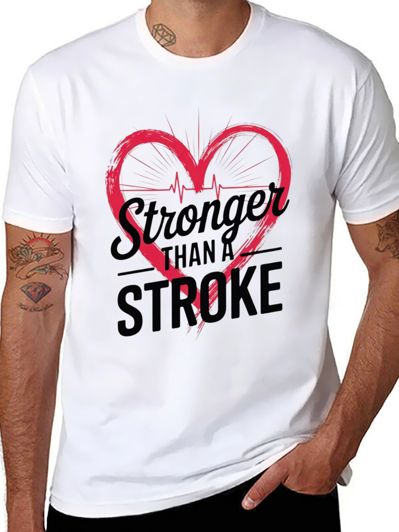 Stronger Than A Stroke Heartbeat Graphic Tee