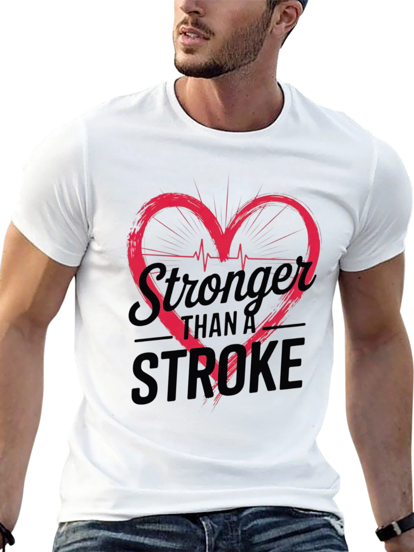 Stronger Than A Stroke Heartbeat Graphic Tee