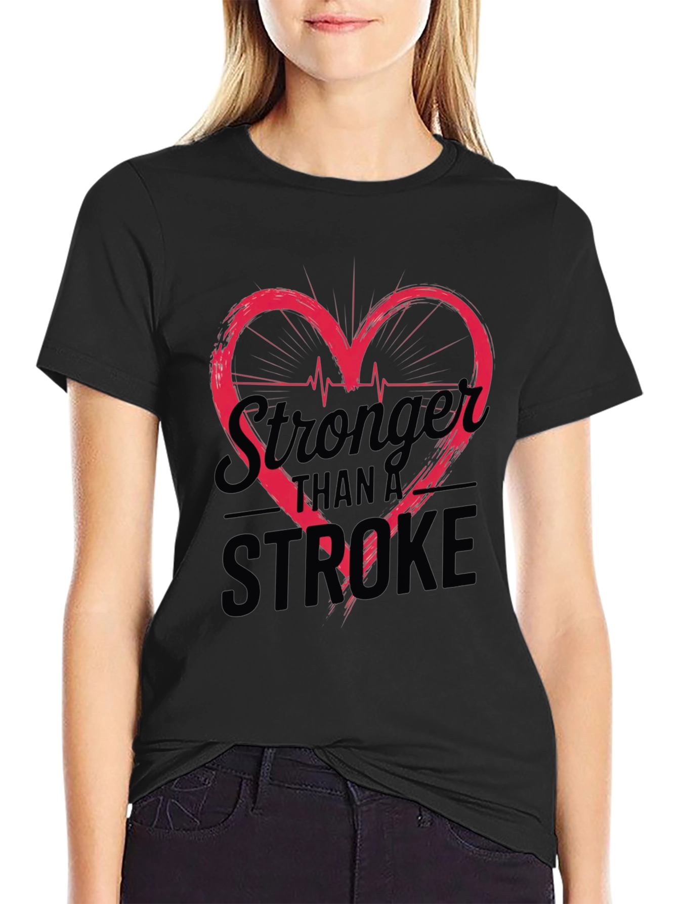 Stronger Than A Stroke Heartbeat Graphic Tee