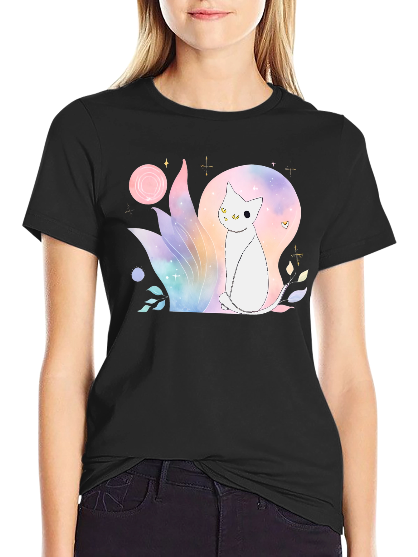 Watercolor Cat Graphic T-Shirt