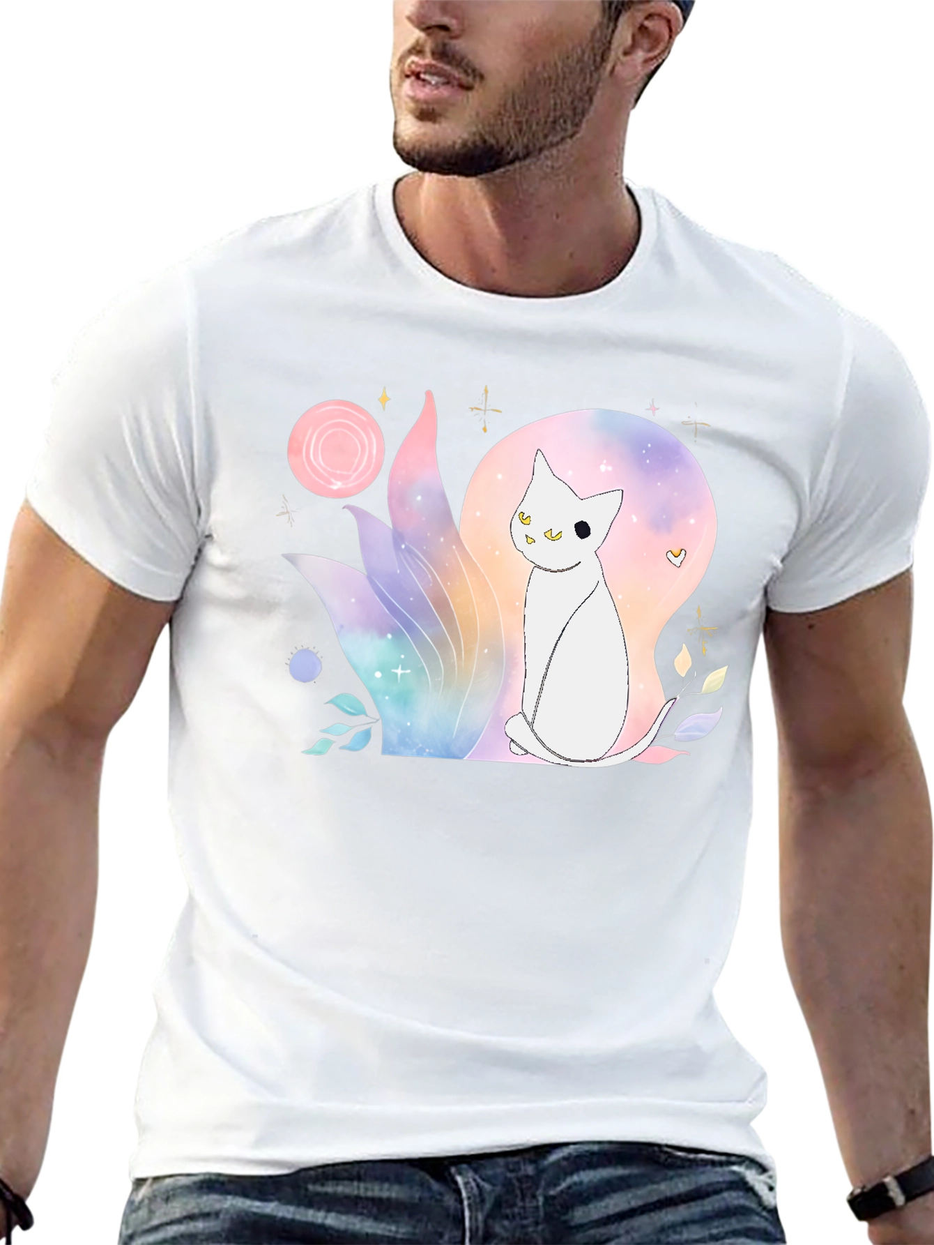 Watercolor Cat Graphic T-Shirt