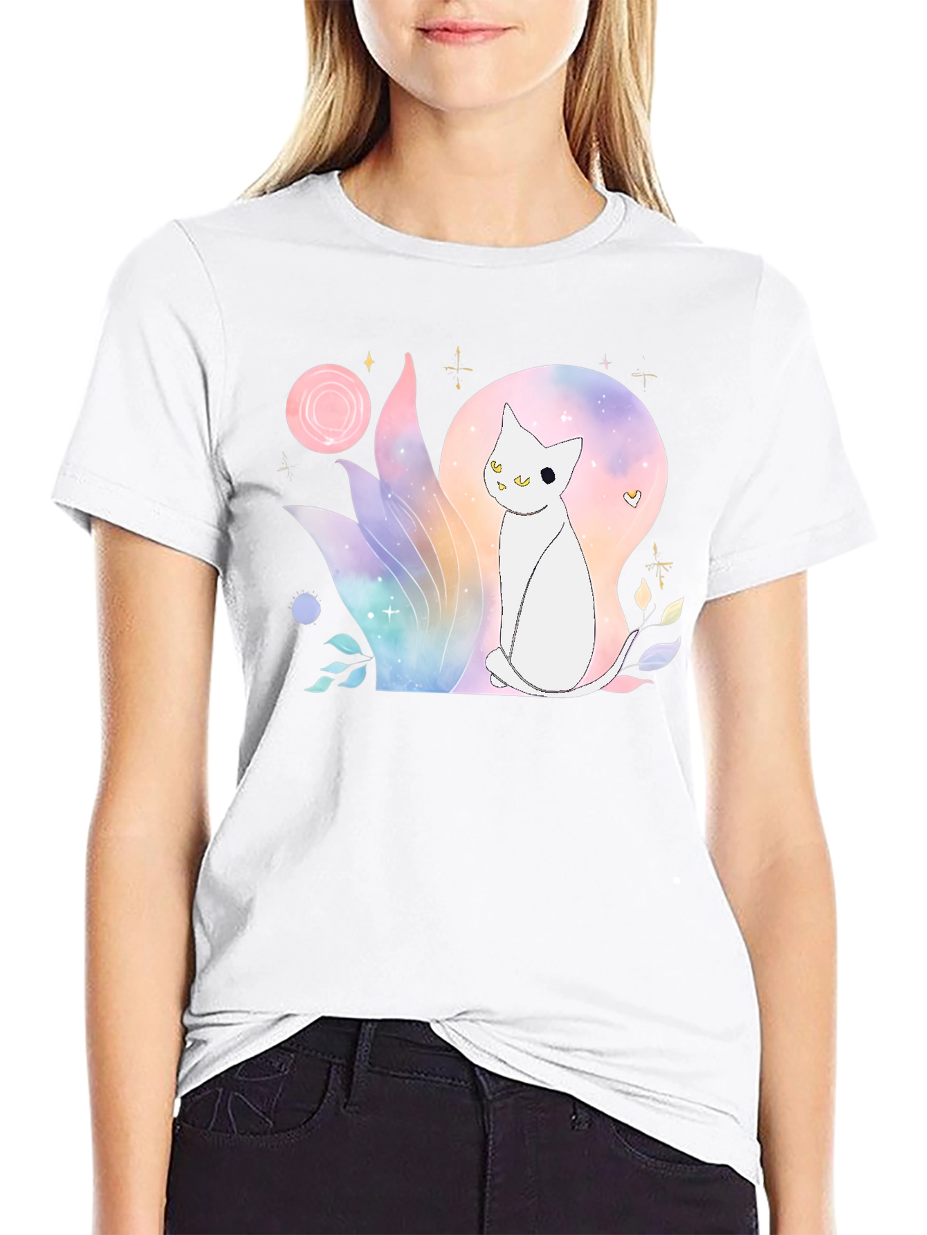 Watercolor Cat Graphic T-Shirt