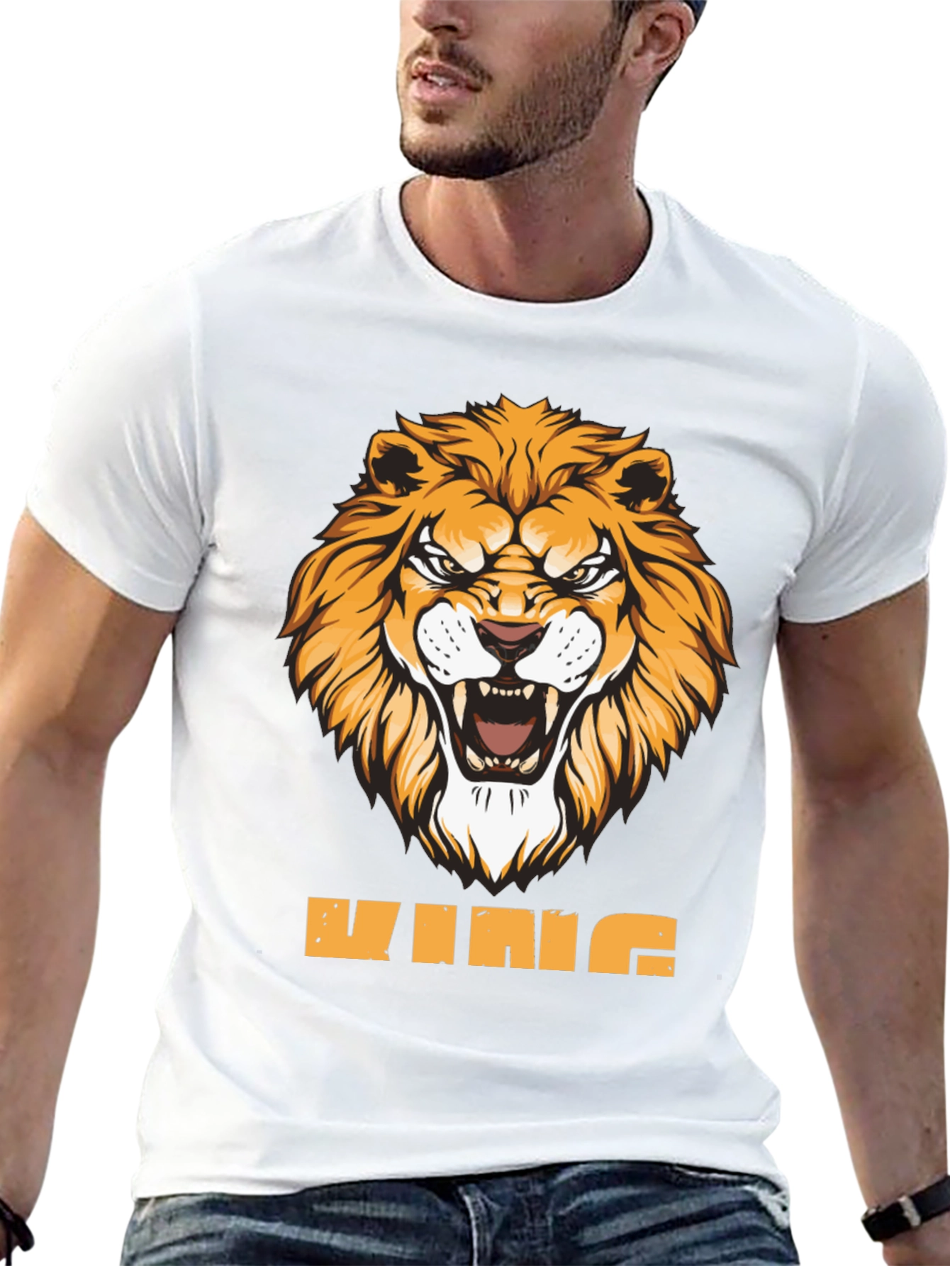 King Lion Graphic Tee - Fierce Animal Design