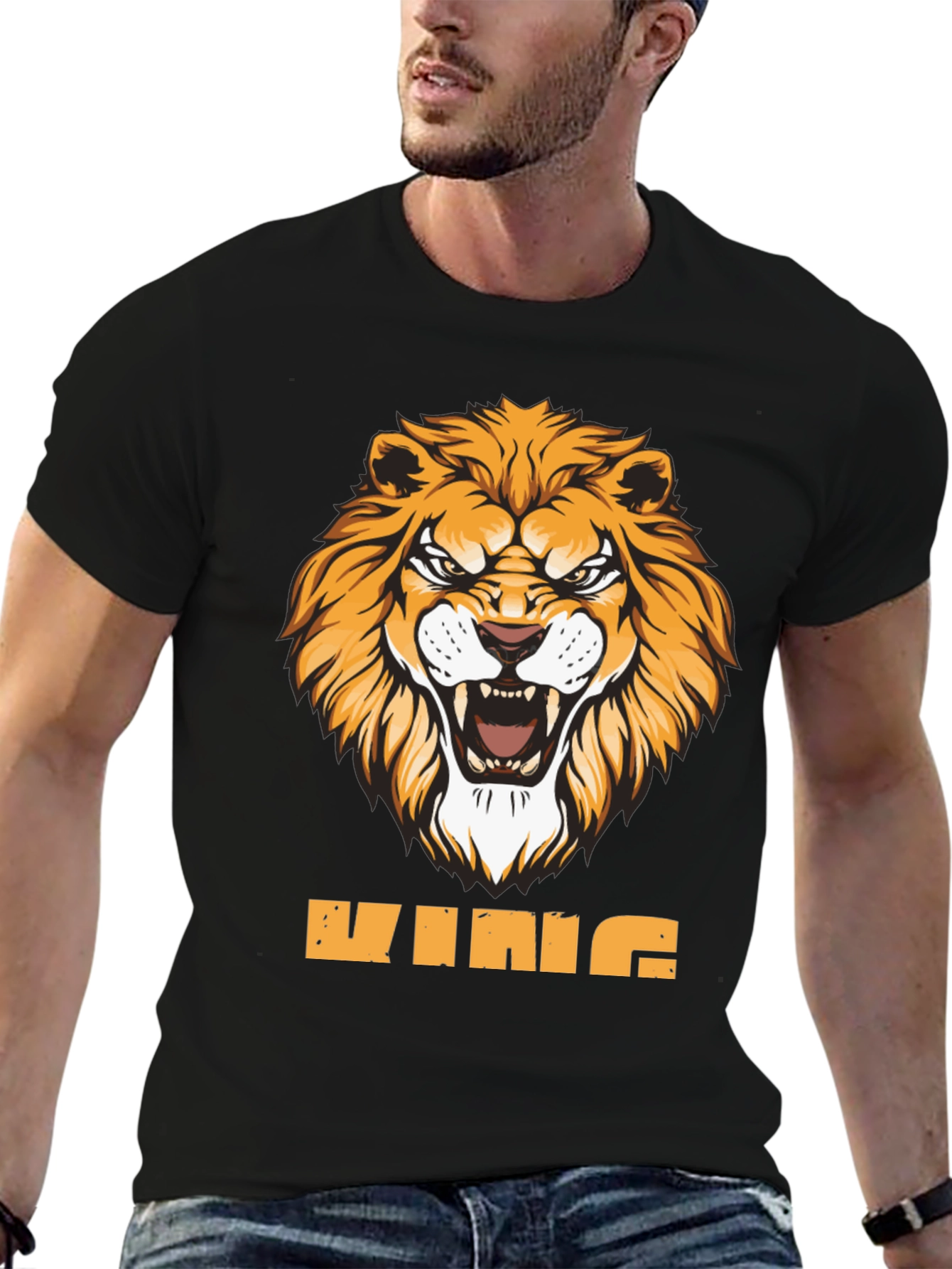 King Lion Graphic Tee - Fierce Animal Design