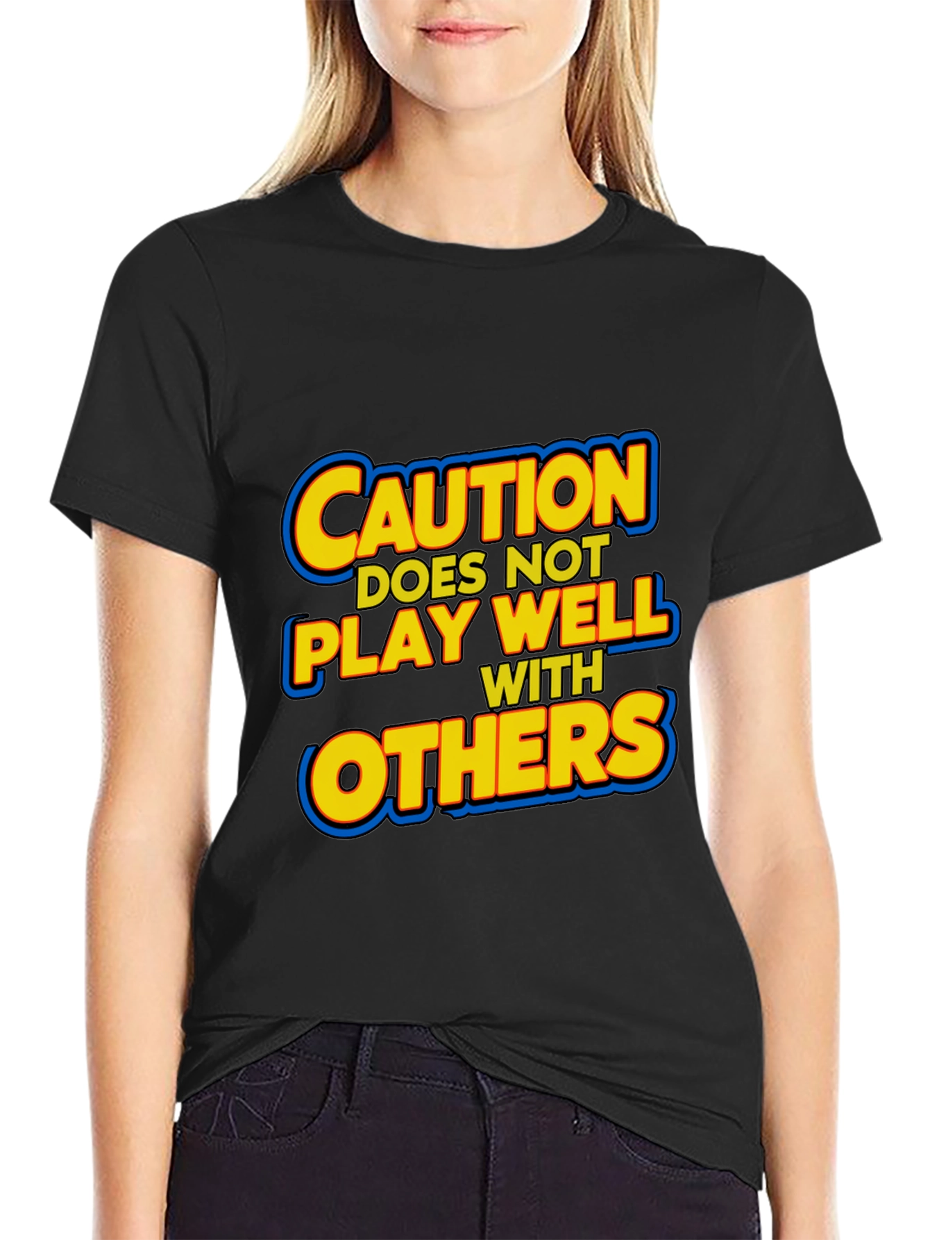 Caution: Does Not Play Well with Others Black T-Shirt
