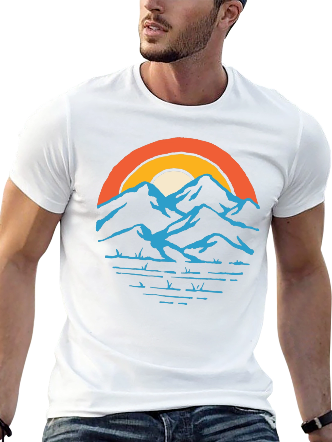 Mountains and Sunset Graphic Tee - Black