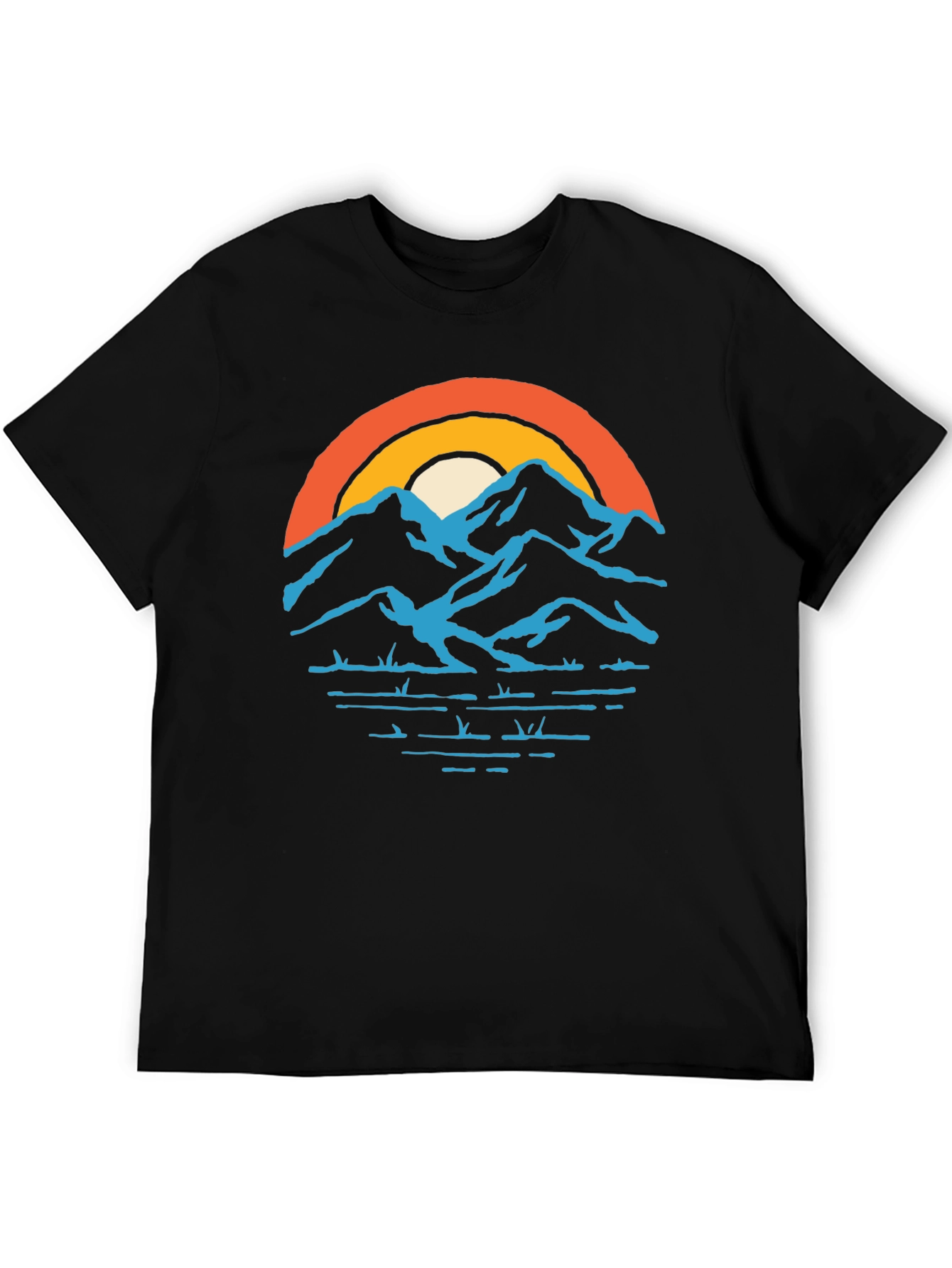 Mountains and Sunset Graphic Tee - Black