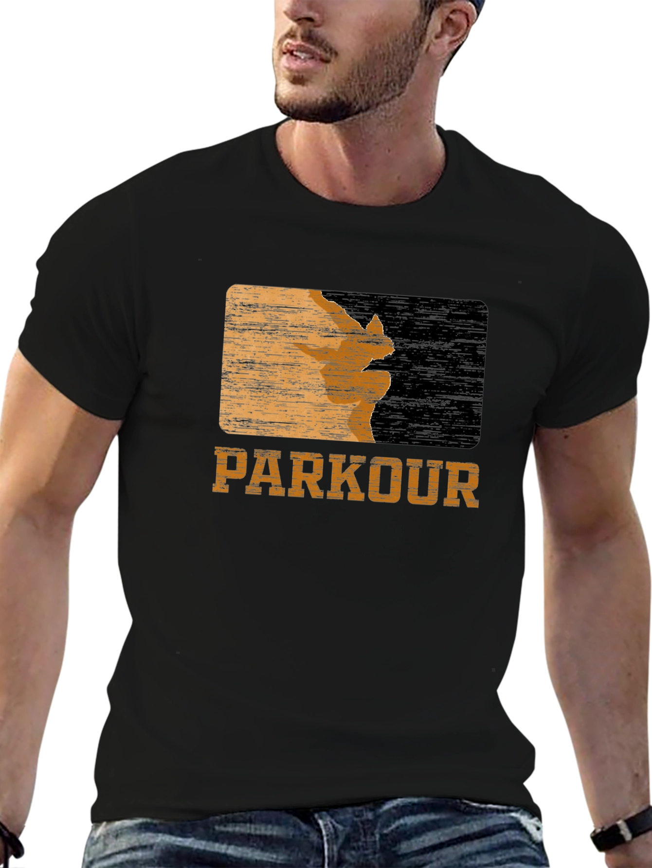 Parkour Textured Graphic Tee - Black