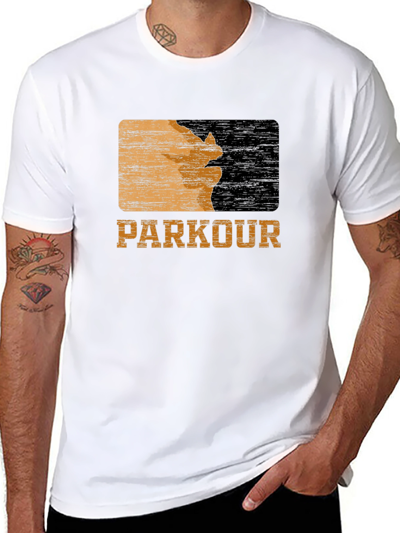 Parkour Textured Graphic Tee - Black