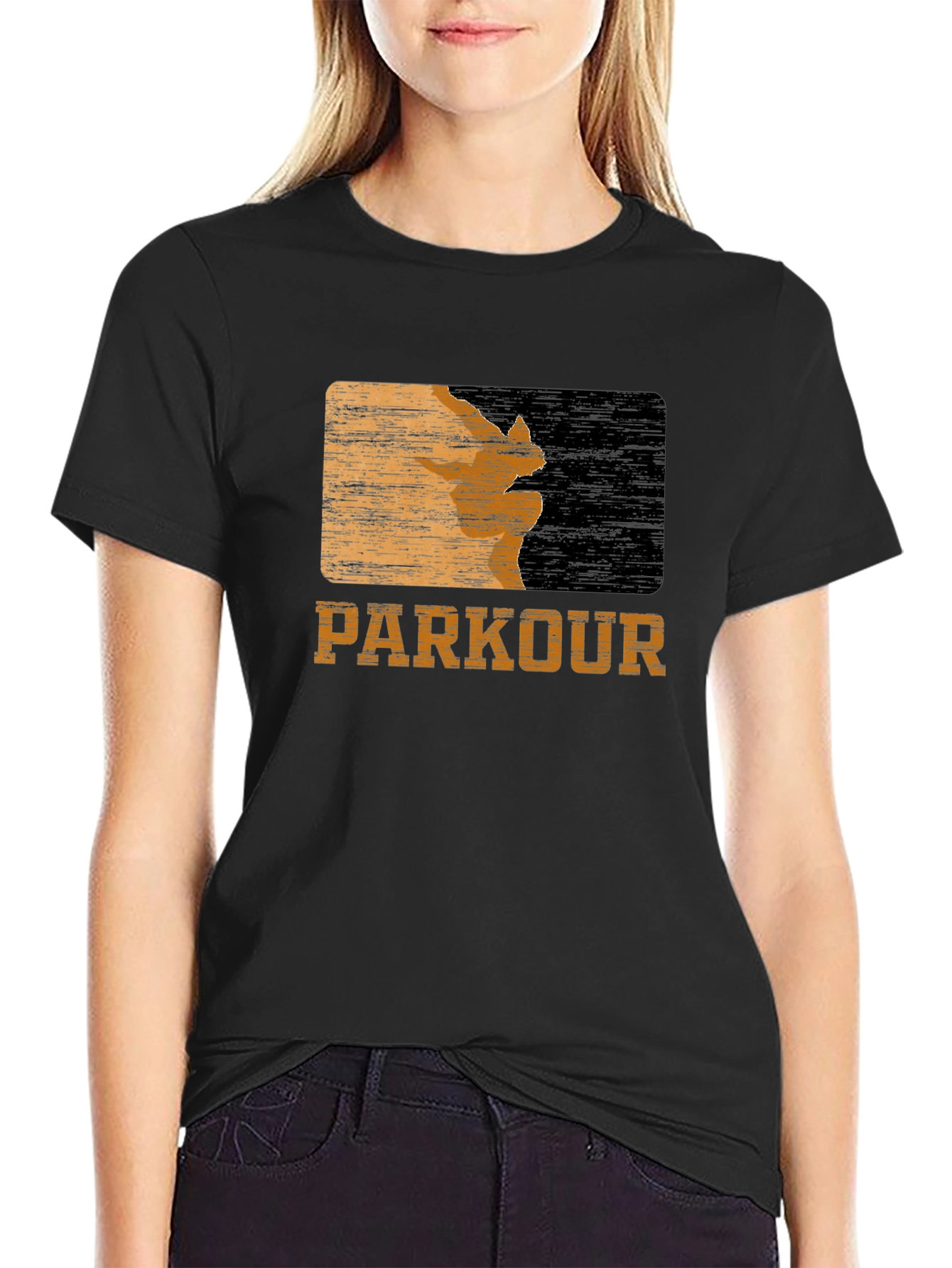 Parkour Textured Graphic Tee - Black
