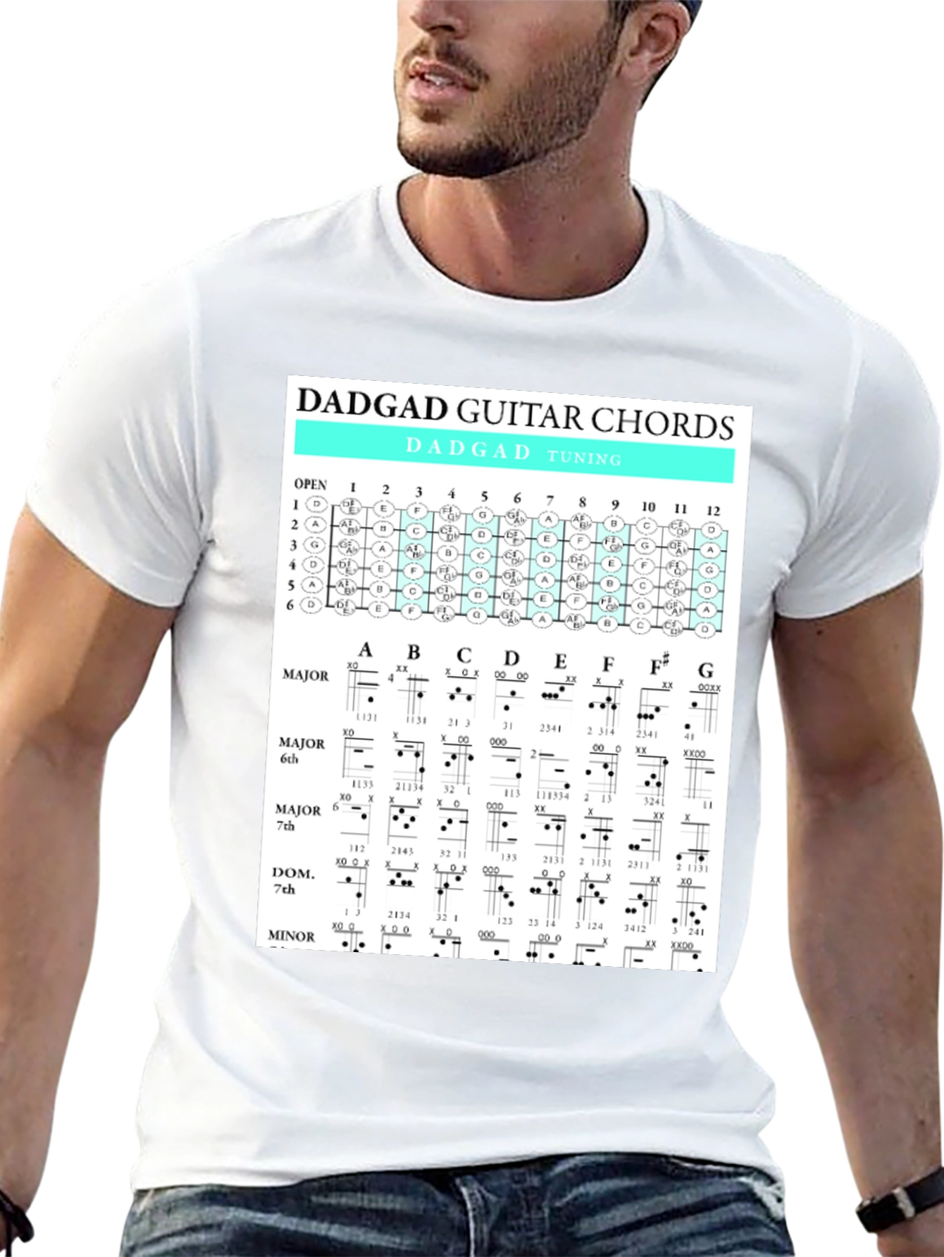 DADGAD Guitar Chords T-Shirt for Musicians
