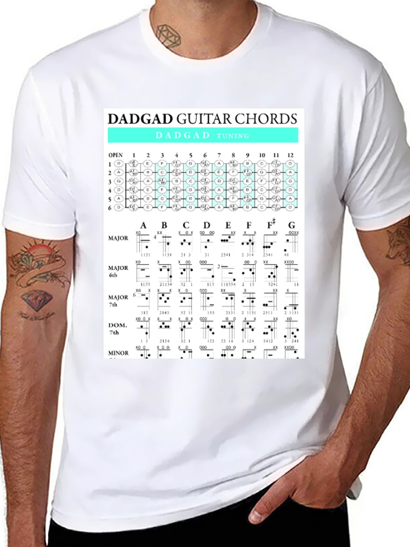 DADGAD Guitar Chords T-Shirt for Musicians