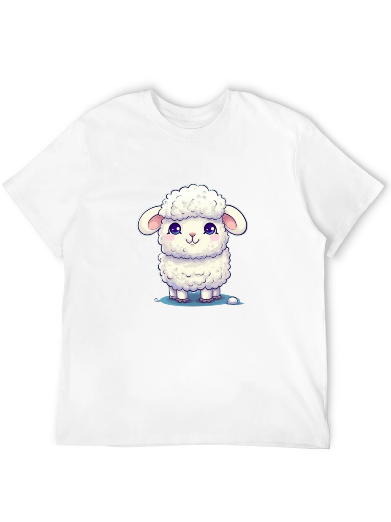 Cute Lamb Graphic Tee - Black Cotton Blend
