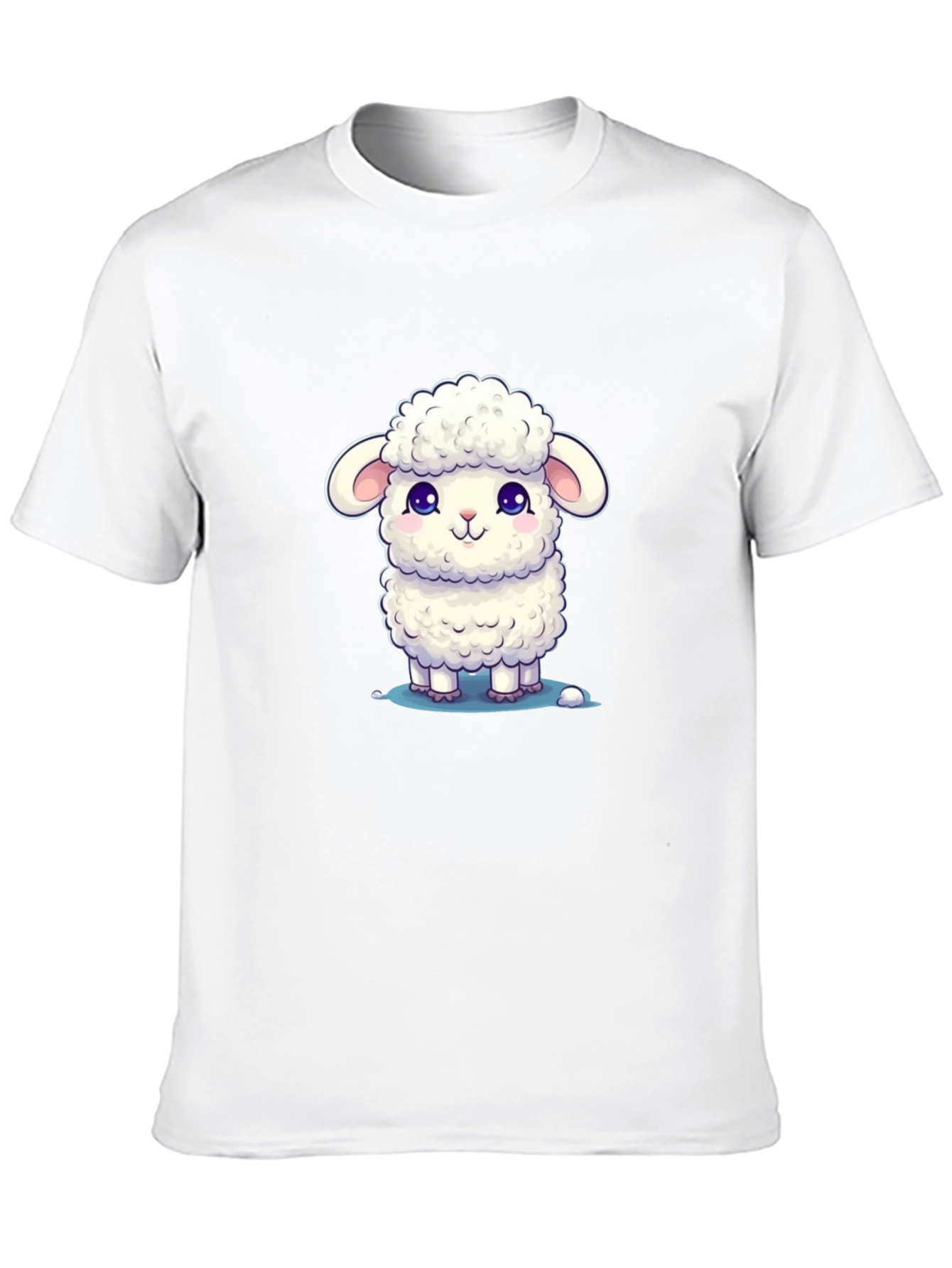 Cute Lamb Graphic Tee - Black Cotton Blend