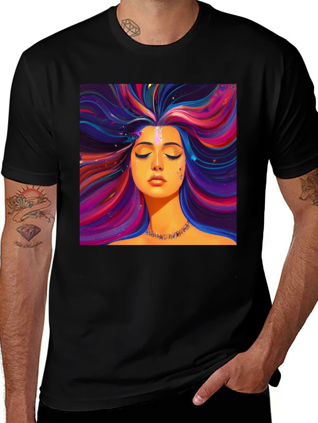 Vibrant Woman Graphic Black T-Shirt