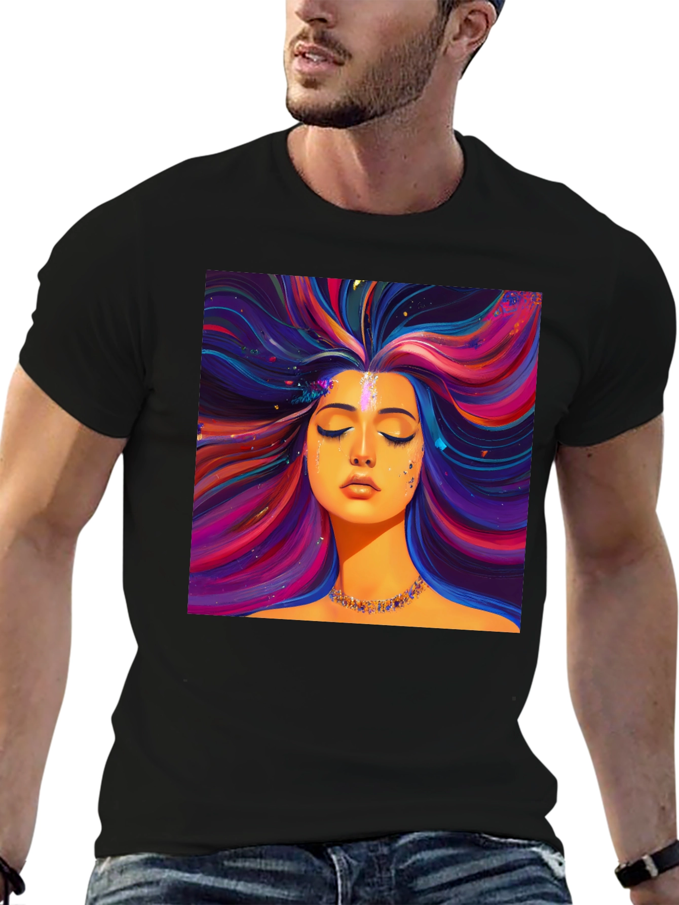 Vibrant Woman Graphic Black T-Shirt