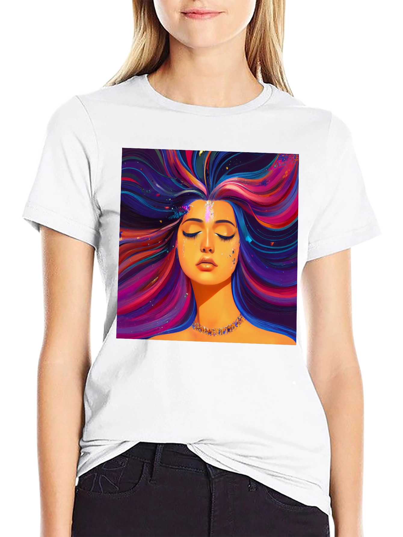 Vibrant Woman Graphic Black T-Shirt