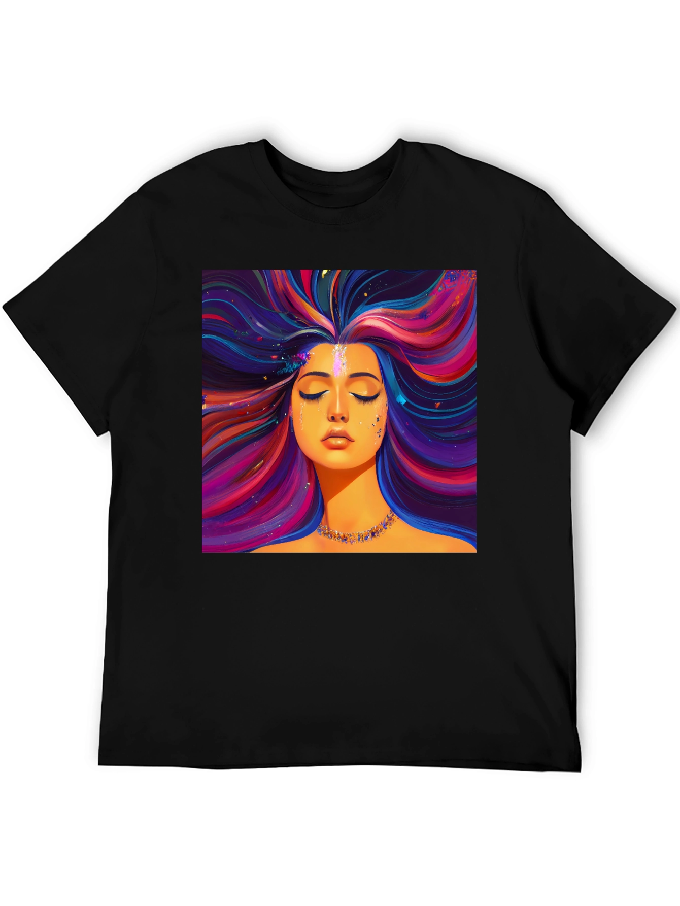 Vibrant Woman Graphic Black T-Shirt